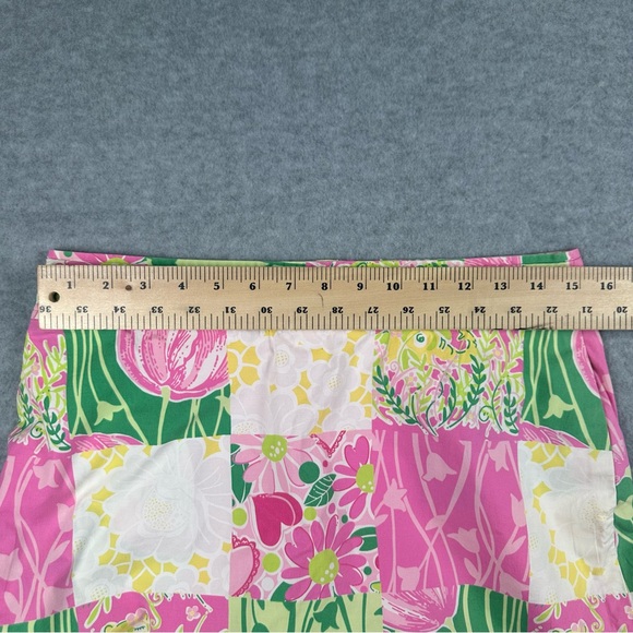 Vintage Lilly Pulitzer Skort Womens SZ 6 Scallop Hem Pink Green Patchwork Floral - Picture 13 of 16